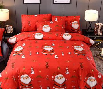 3D Red Santa Claus Pattern 45215 Christmas Quilt Duvet Cover Xmas Bed Pillowcases