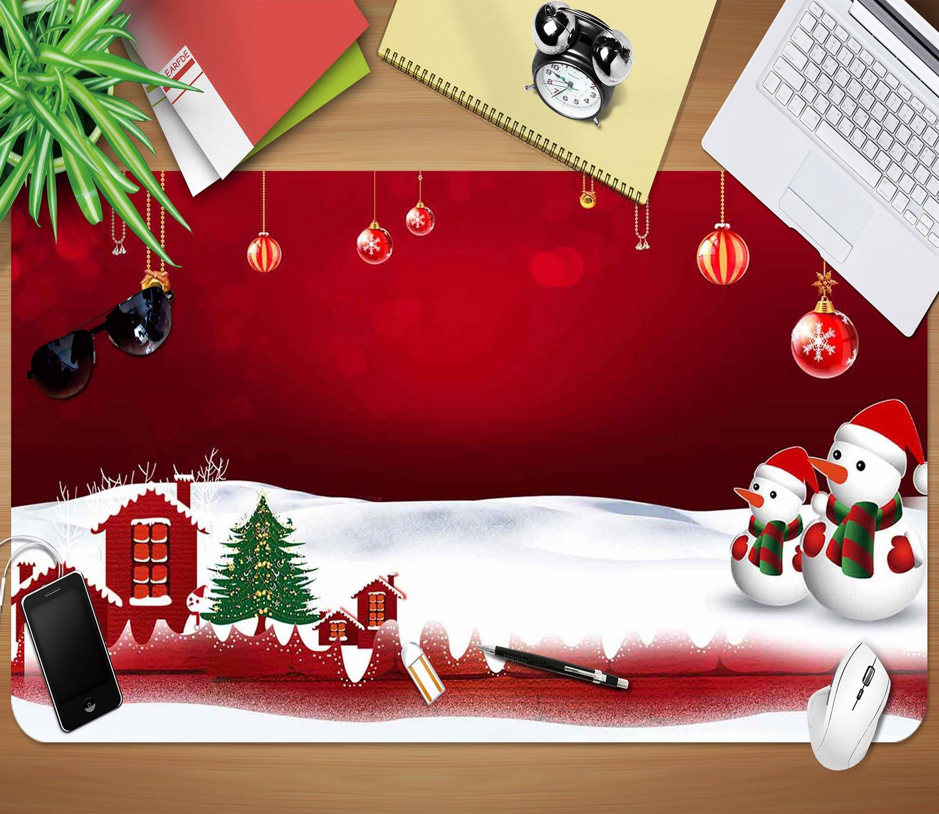 3D Snowman Ball Ornaments 010 Desk Mat Mat AJ Creativity Home 