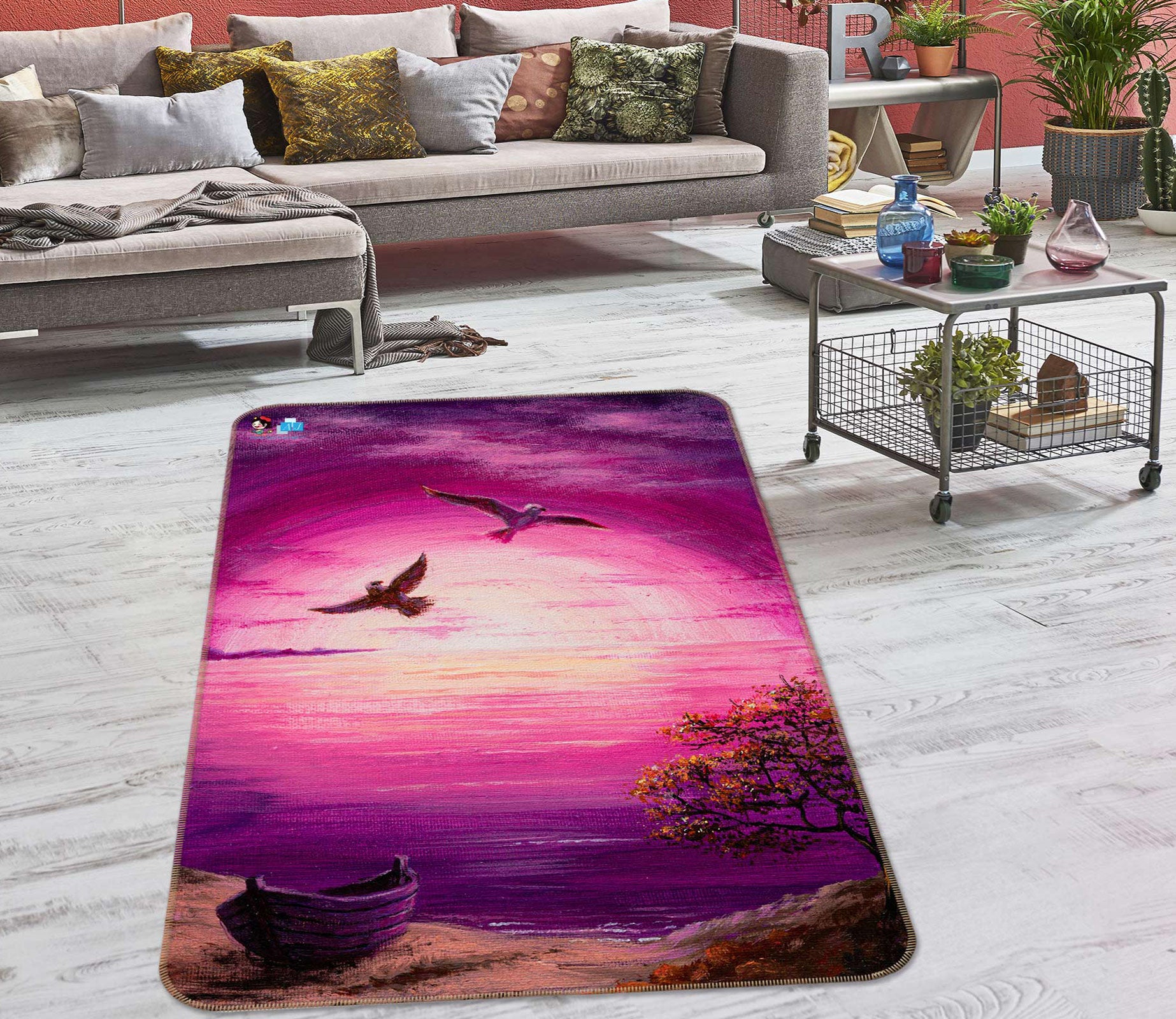 3D Pink Sky Eagle 18104 Marina Zotova Rug Non Slip Rug Mat