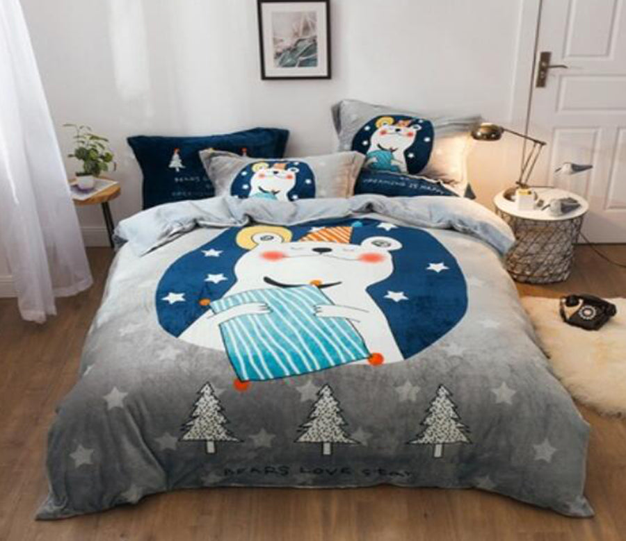 3D Star Bear 18016 Bed Pillowcases Quilt