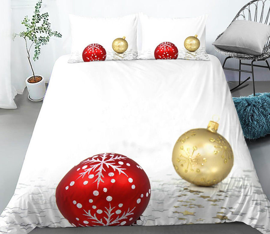 3D Red Golden Ball 46019 Christmas Quilt Duvet Cover Xmas Bed Pillowcases