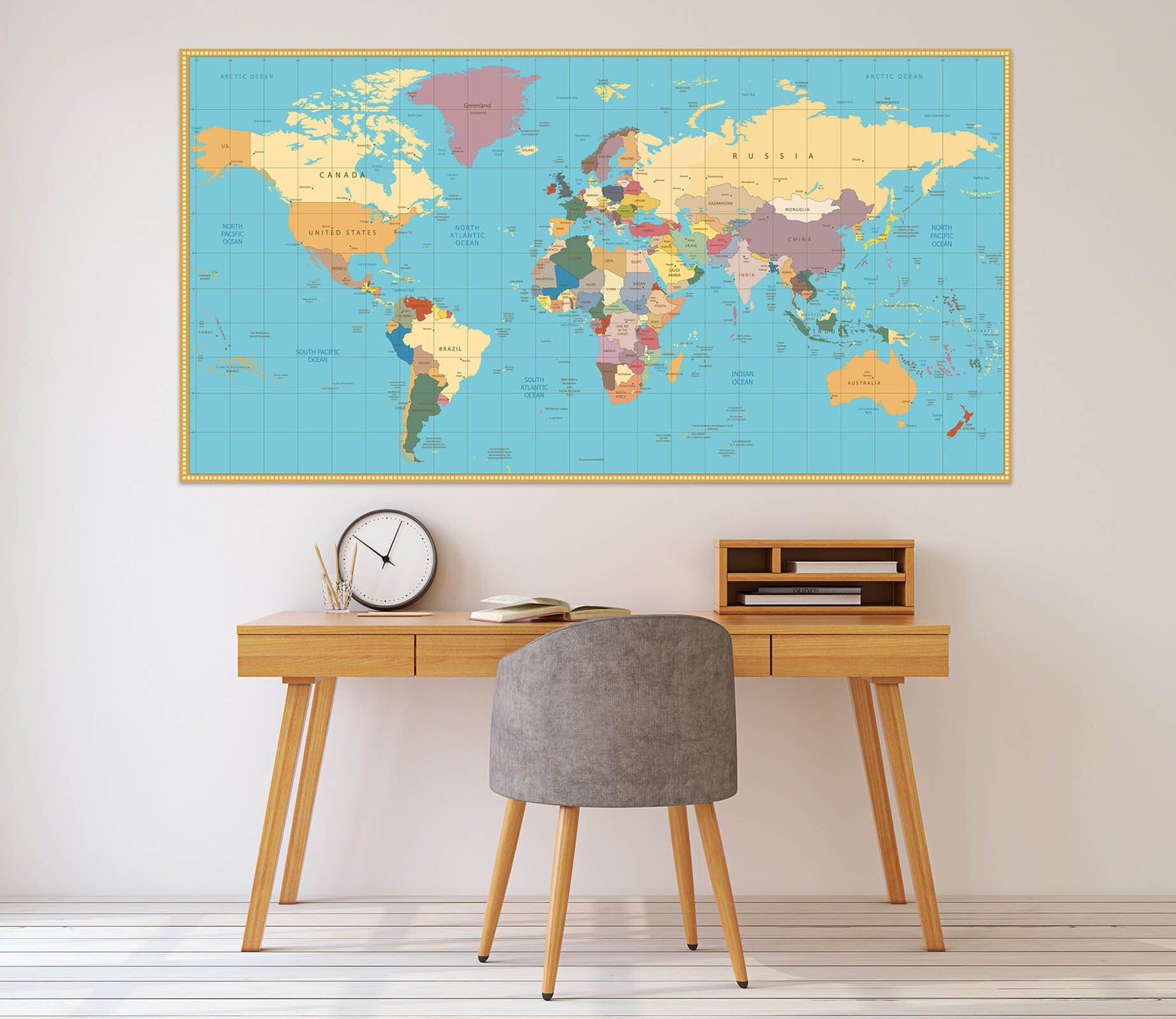 3D Color World Map 1078 Wall Sticker Wallpaper AJ Wallpaper 2 