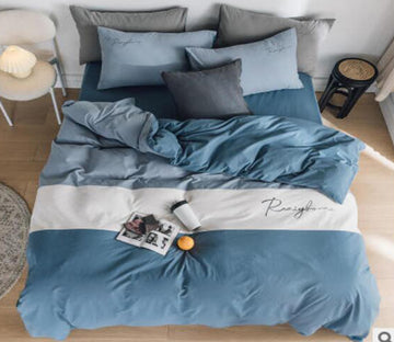 3D Blue White Bars 30069 Bed Pillowcases Quilt