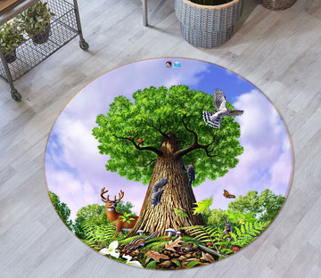 3D Trees Animal 83147 Jerry LoFaro Rug Round Non Slip Rug Mat