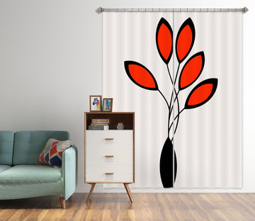 3D Red Leaves 1025 Boris Draschoff Curtain Curtains Drapes