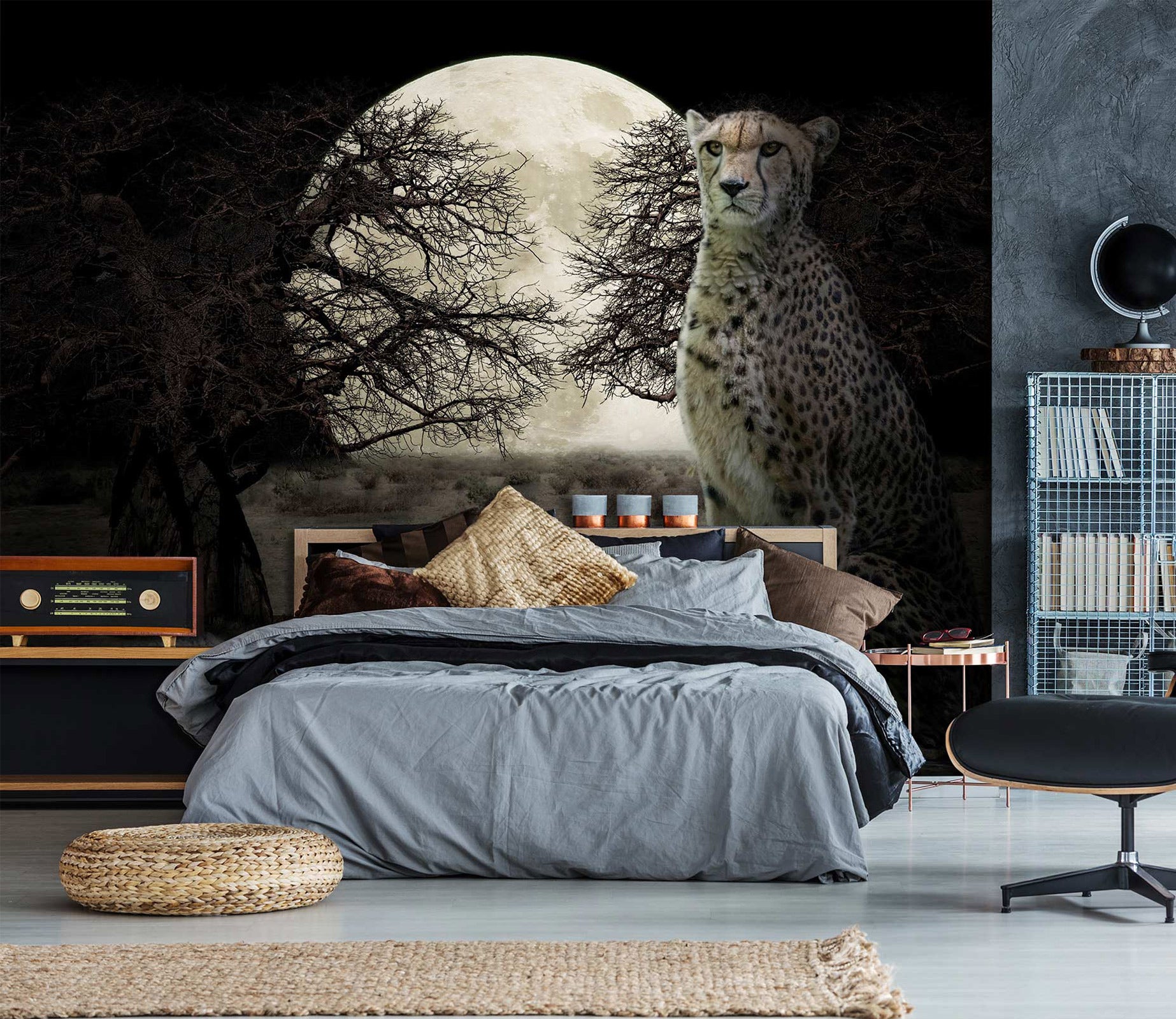 3D Moon Leopard 5244 Beth Sheridan Wall Mural Wall Murals