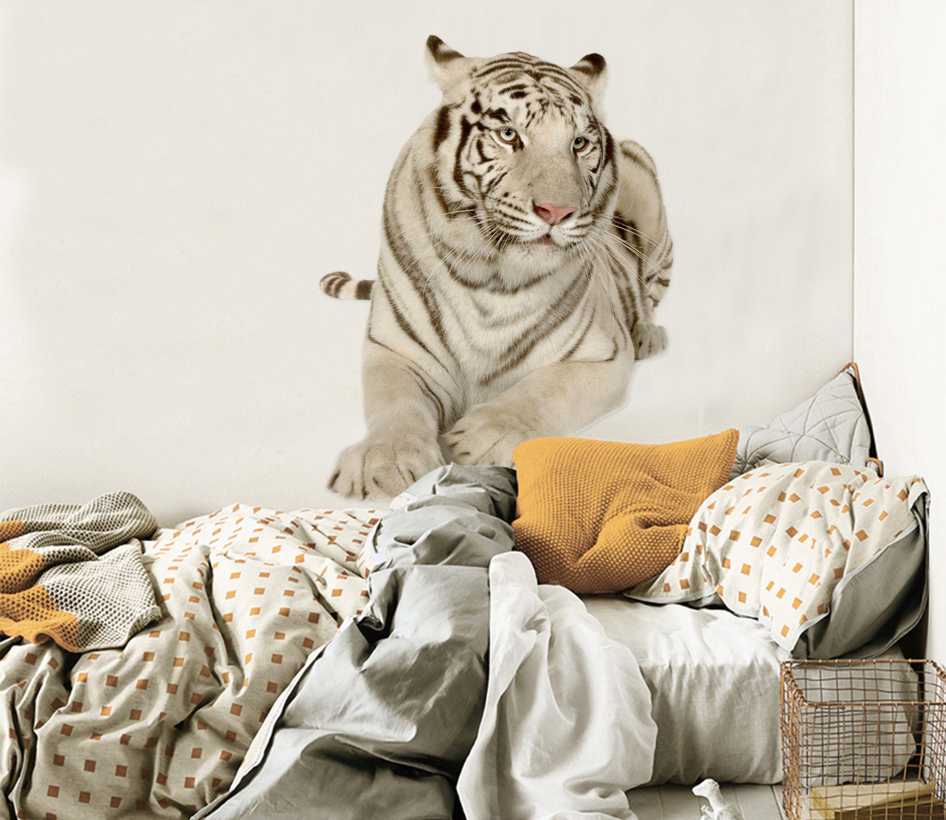 3D Black And White Striped Tiger 042 Animals Wall Stickers Wallpaper AJ Wallpaper 