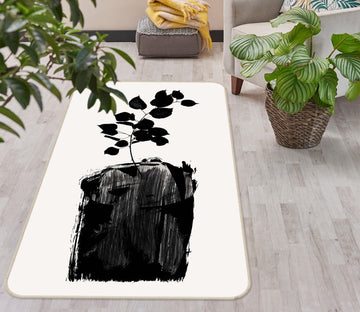 3D Black Pattern Leaves 1106 Boris Draschoff Rug Non Slip Rug Mat Mat AJ Creativity Home 