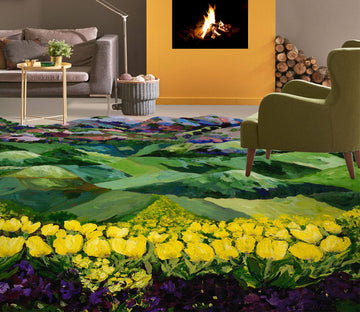 3D Green Hillside Yellow Tulips 9546 Allan P. Friedlander Floor Mural