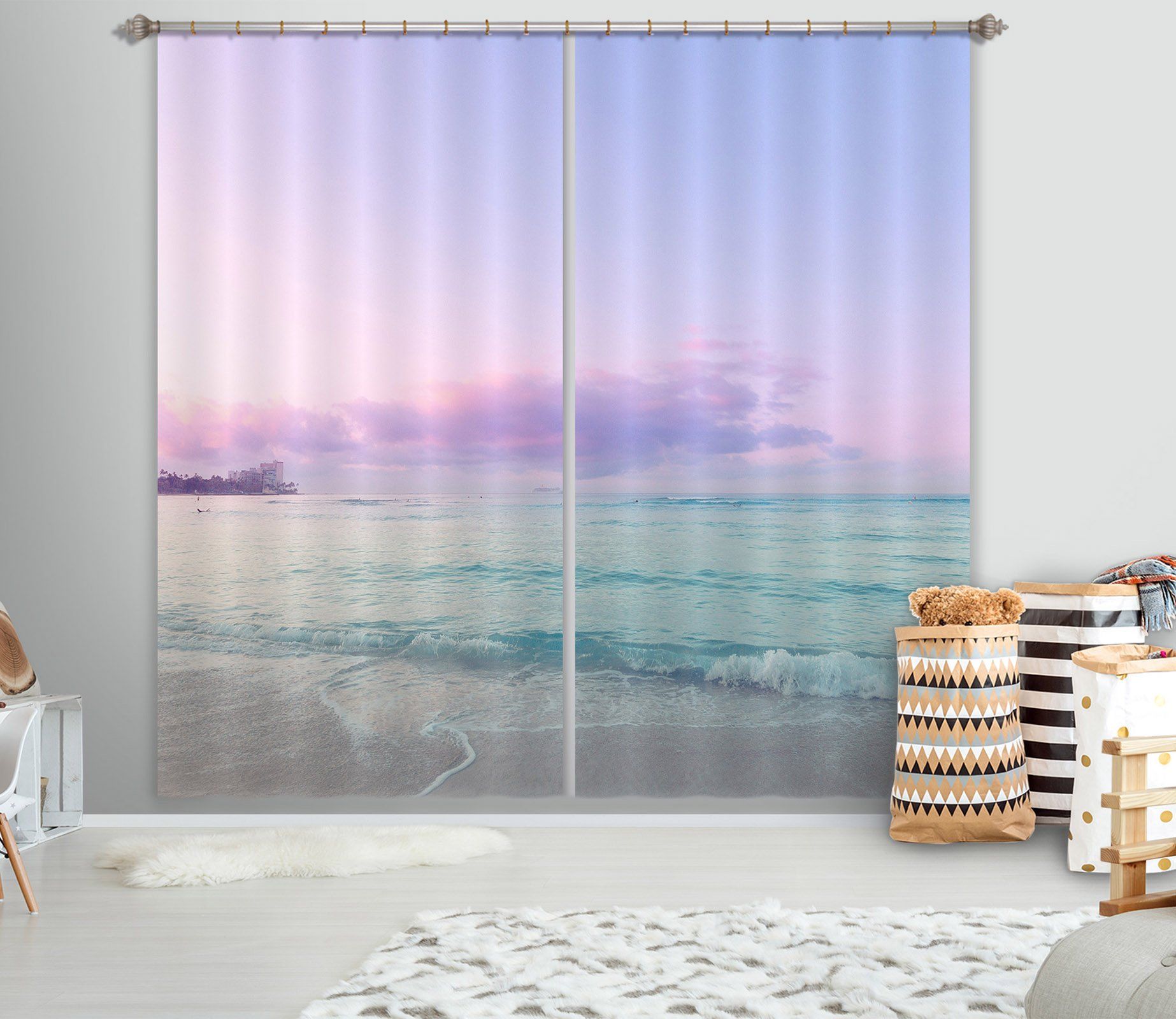 3D Beautiful Sea 045 Noirblanc777 Curtain Curtains Drapes Curtains AJ Creativity Home 