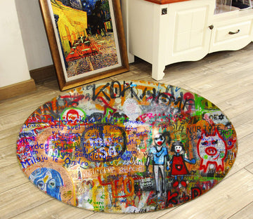 3D Doodle Pattern 72281 Round Non Slip Rug Mat