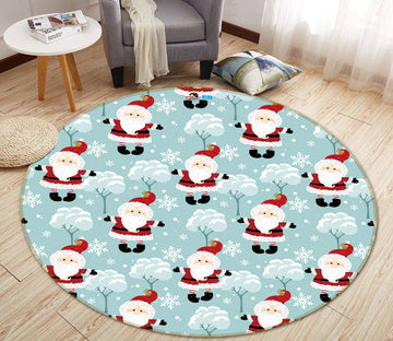3D Santa Claus Pattern 54169 Christmas Round Non Slip Rug Mat Xmas
