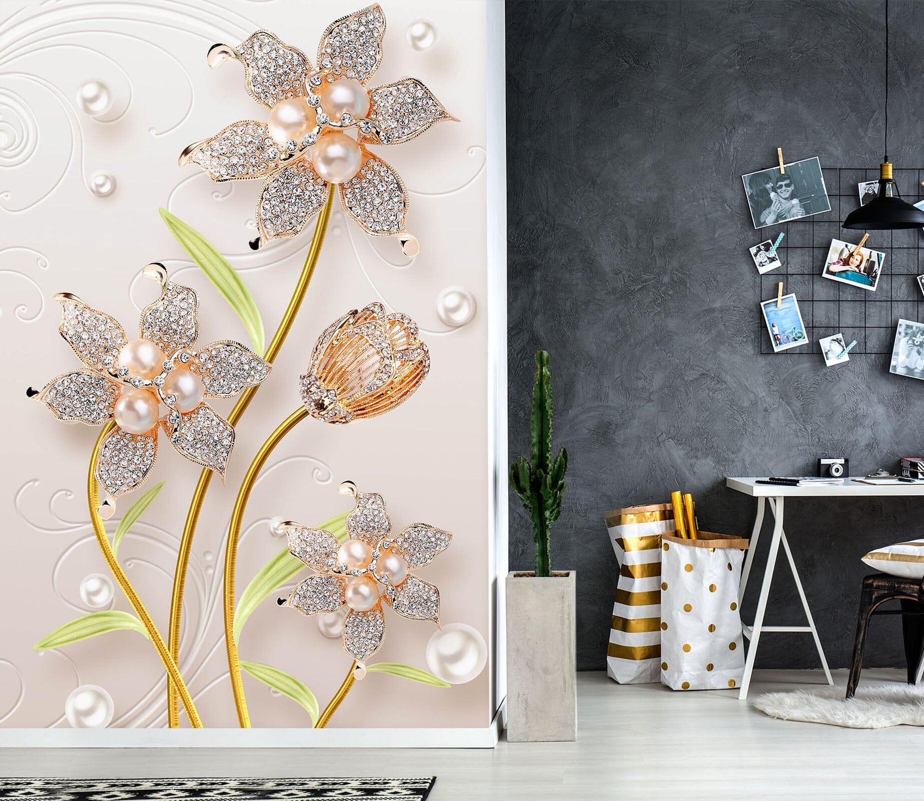 3D Pearl Flower 1860 Wall Murals Wallpaper AJ Wallpaper 2 