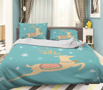 3D Deer Snowflake 45018 Christmas Quilt Duvet Cover Xmas Bed Pillowcases