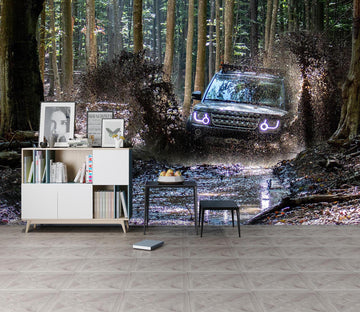 3D Offroad Woods River 180 Vehicle Wall Murals