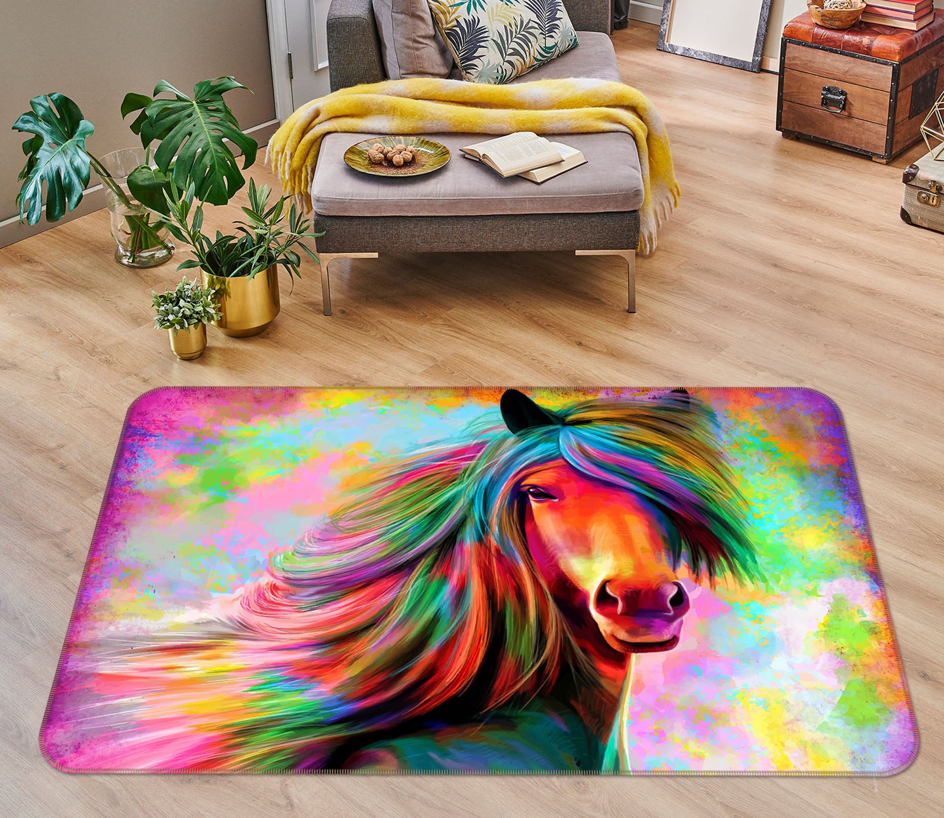 3D Colorful Horse 30222 Non Slip Rug Mat