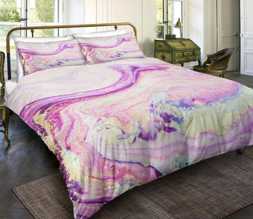 3D Purple Marble 6100 Bed Pillowcases Quilt