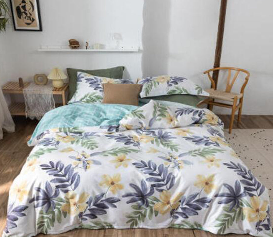 3D Leaves And Flowers 13164 Bed Pillowcases Quilt