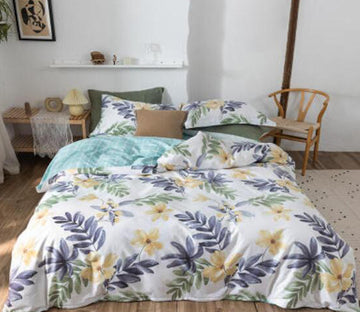 3D Leaves And Flowers 13164 Bed Pillowcases Quilt