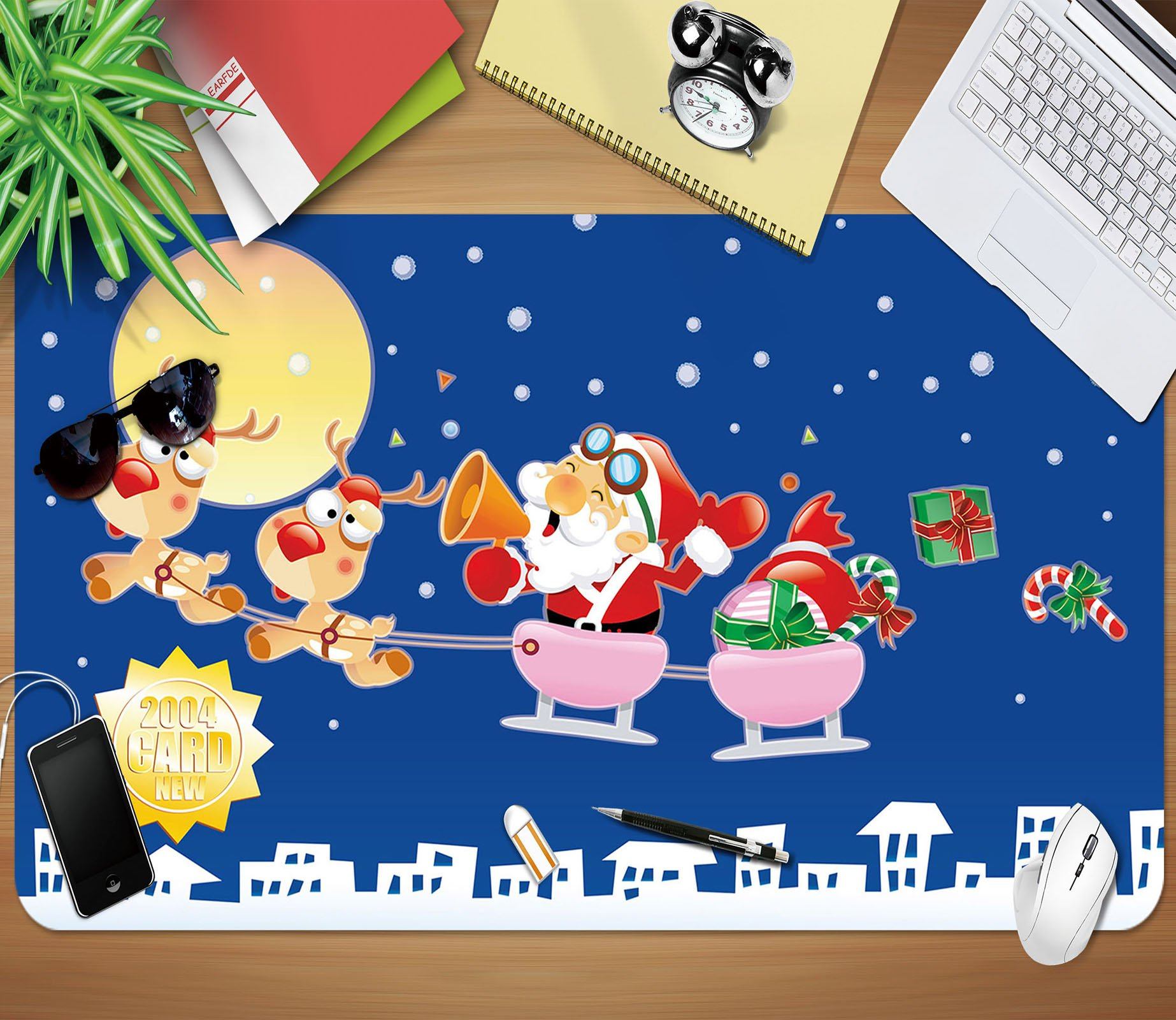3D Cartoon Sleigh Moon 019 Desk Mat Mat AJ Creativity Home 