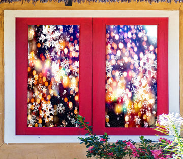 3D Snowflake Light 43138 Christmas Window Film Print Sticker Cling Stained Glass Xmas