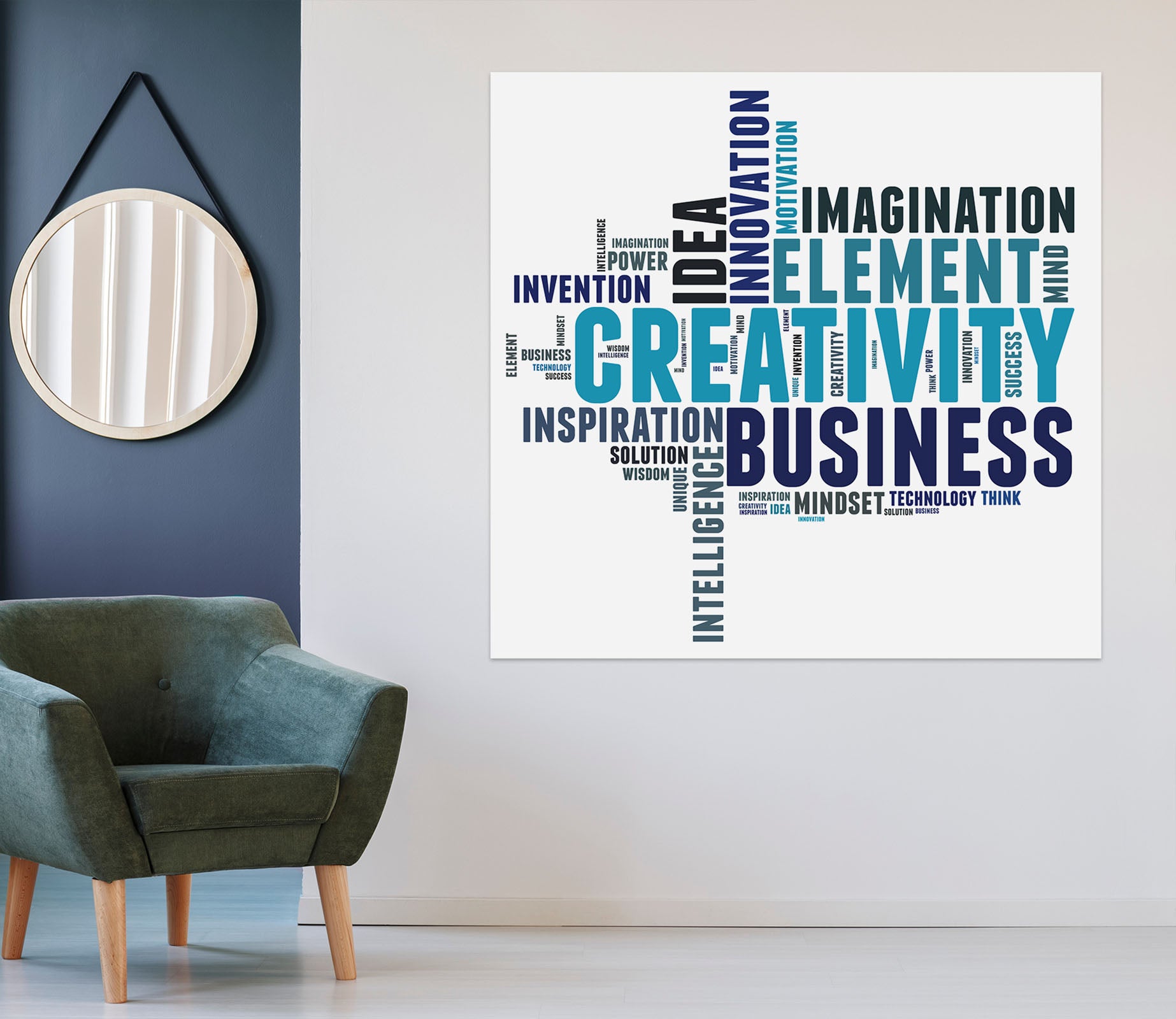 3D Blue Word Map 1072 Wall Sticker