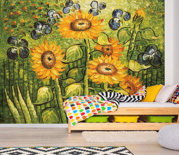 3D Sunflower Oil Painting 019 Wall Murals Wallpaper AJ Wallpaper 2 