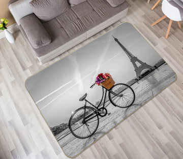 3D Bicycle Eiffel Tower 107 Assaf Frank Rug Non Slip Rug Mat