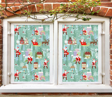 3D Santa Deer Pattern 43095 Christmas Window Film Print Sticker Cling Stained Glass Xmas