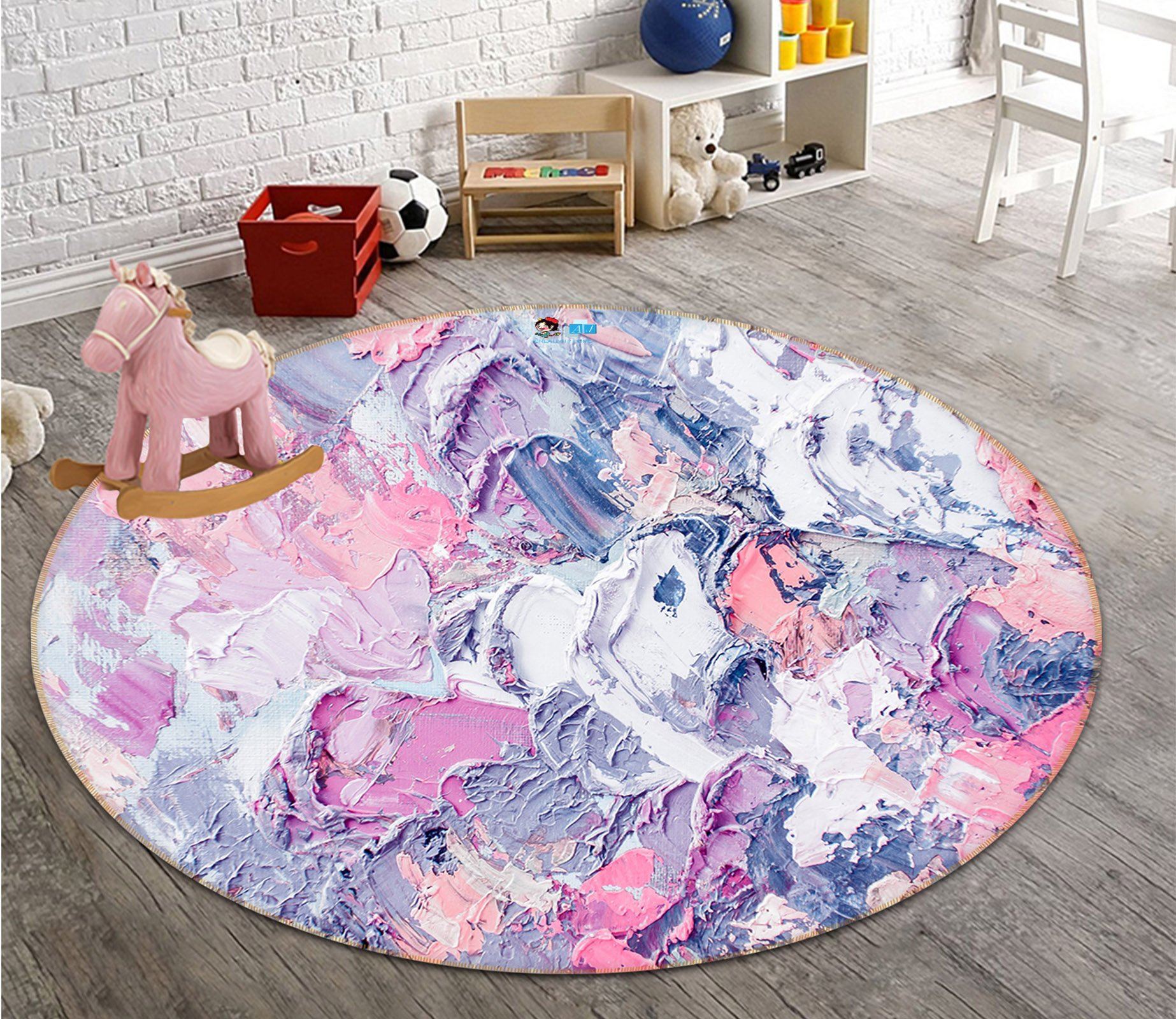 3D Pink And Purple Graffiti 589 Round Non Slip Rug Mat Mat AJ Creativity Home 