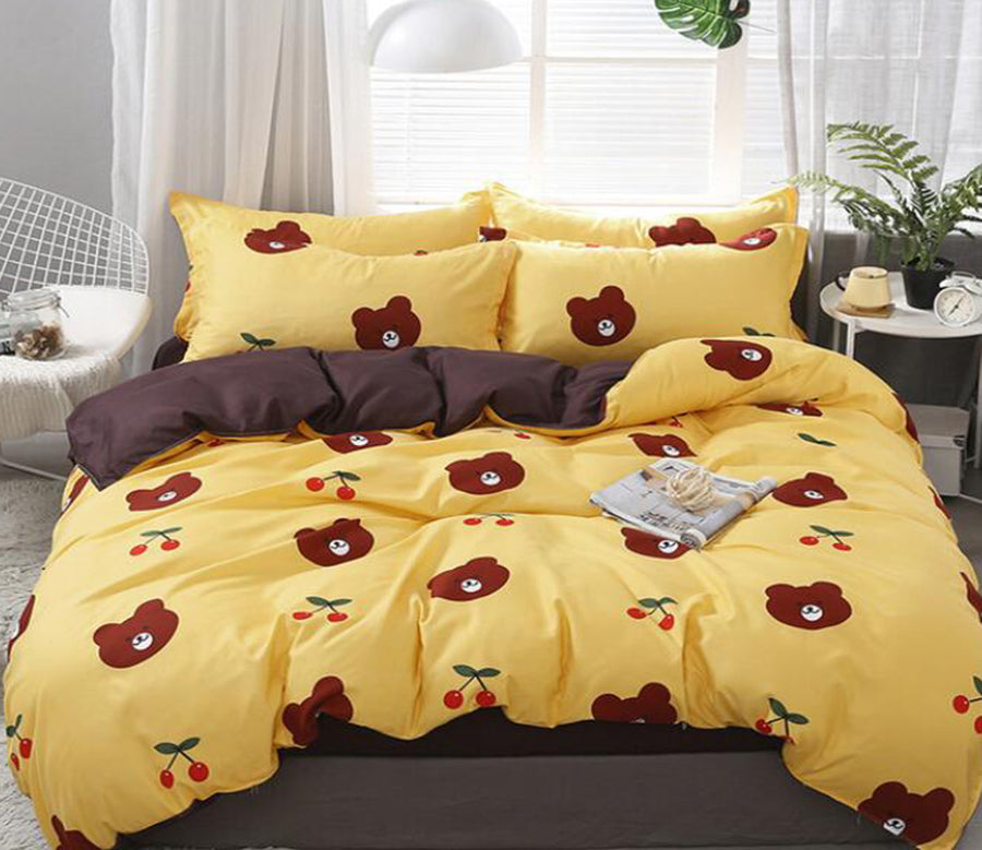 3D Yellow Background Bear Pattern 12148 Bed Pillowcases Quilt