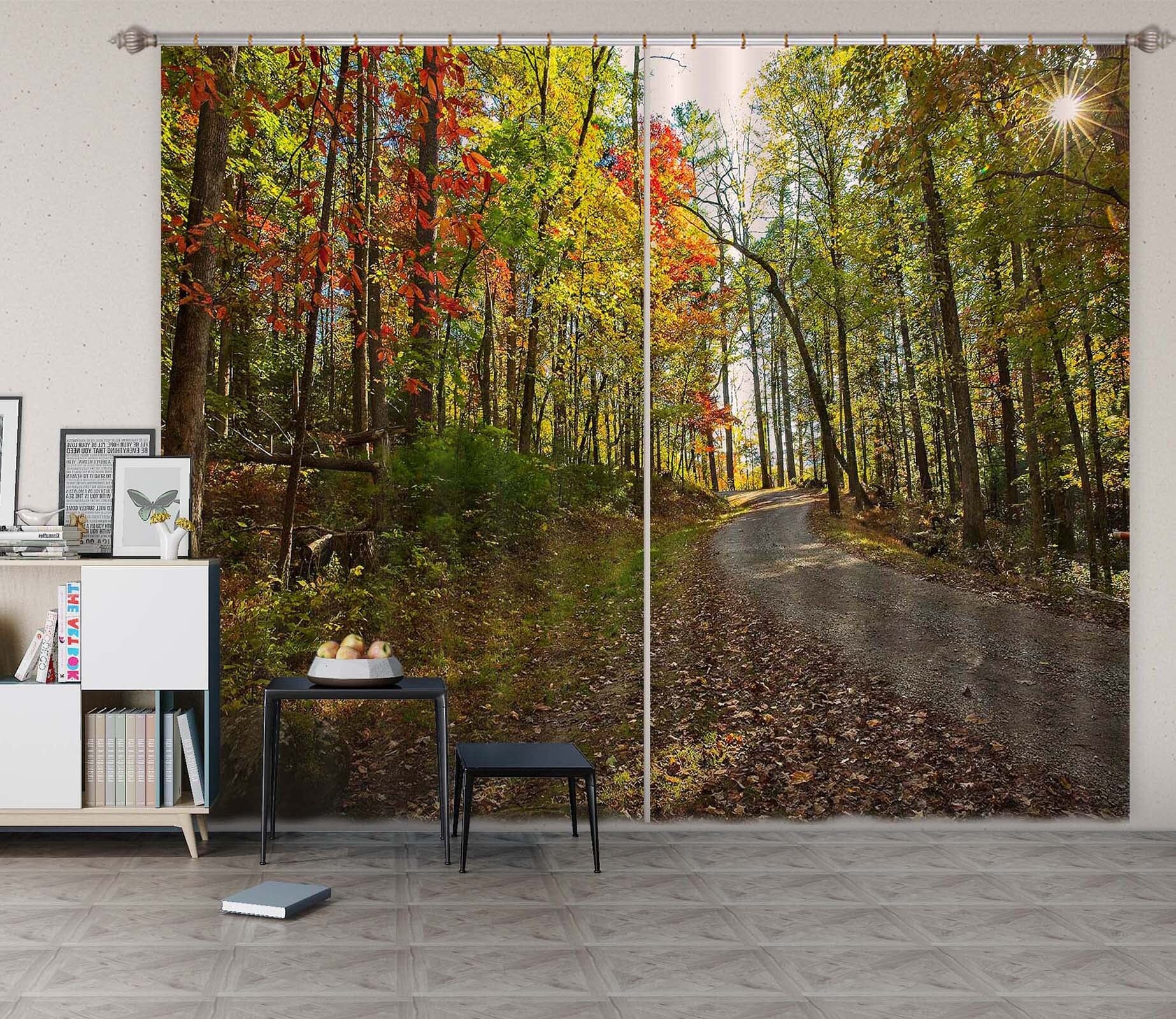 3D Sunny Forest 060 Kathy Barefield Curtain Curtains Drapes Curtains AJ Creativity Home 