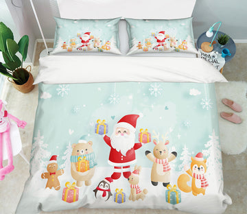 3D Santa Claus Small Animals 60235 Bed Pillowcases Quilt