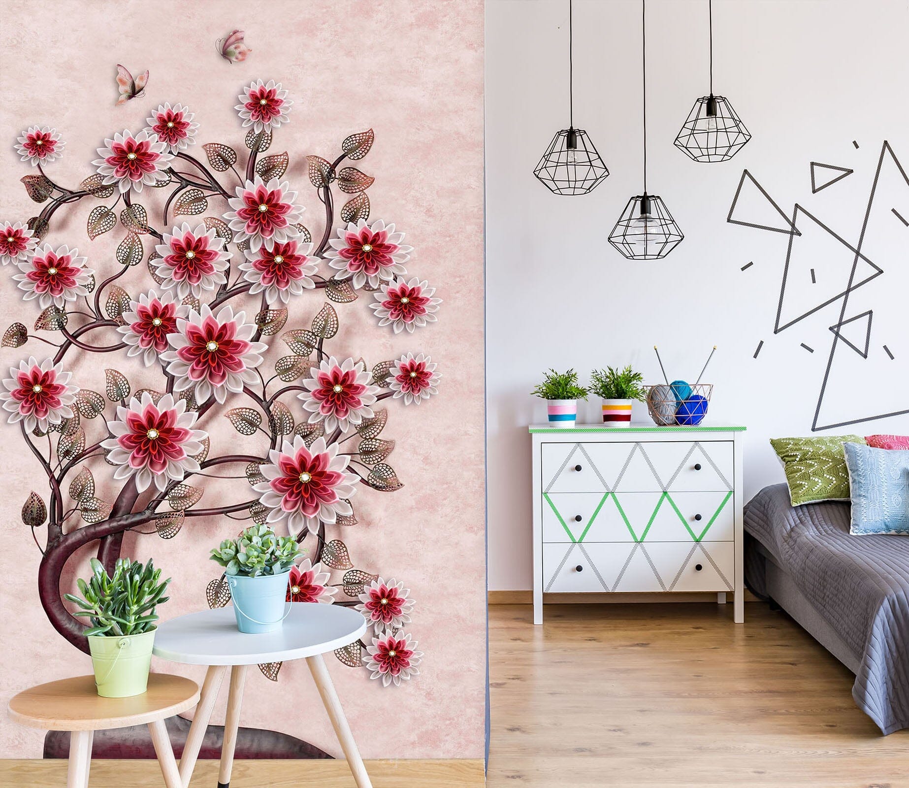 3D Purple Flowers 1846 Wall Murals Wallpaper AJ Wallpaper 2 