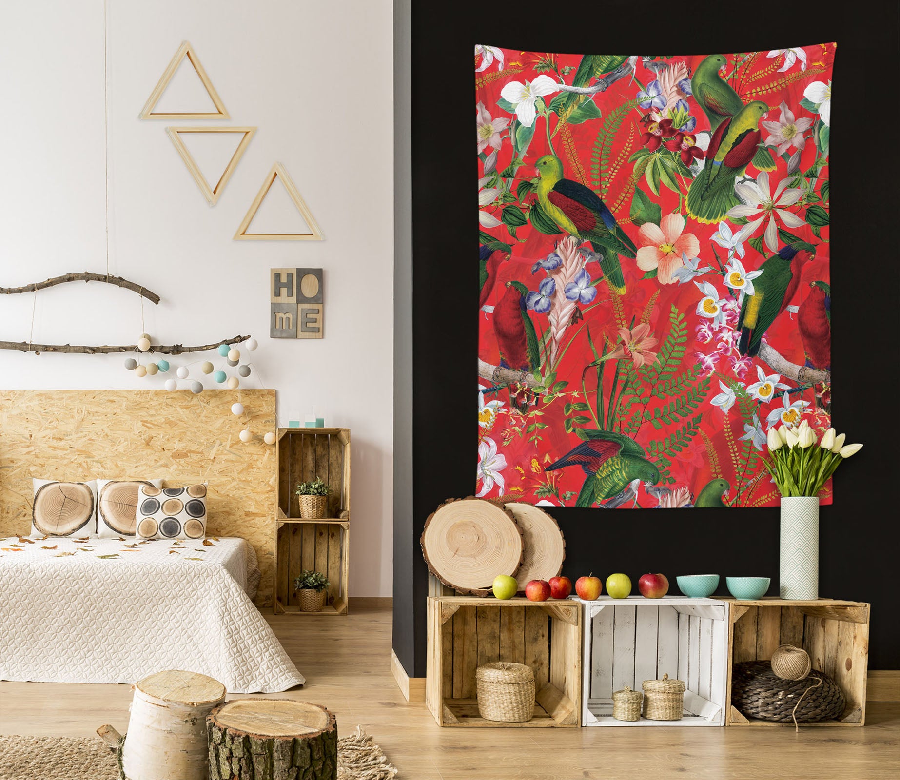 3D Parrot Petal 5373 Uta Naumann Tapestry Hanging Cloth Hang