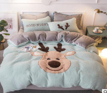 3D Light Blue Deer 40054 Bed Pillowcases Quilt