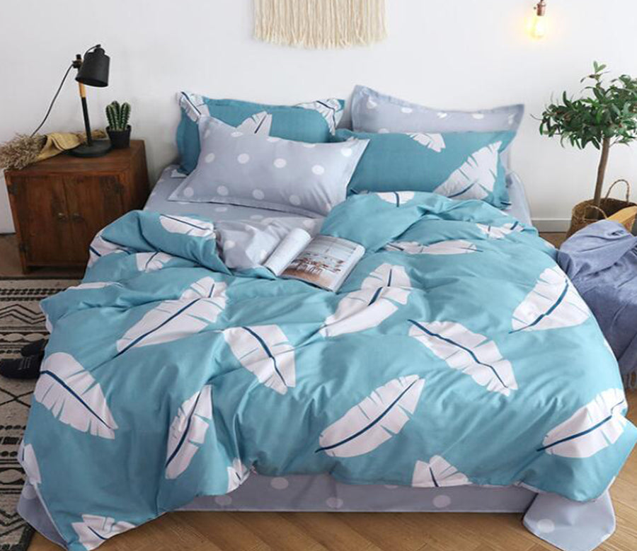 3D Mint Green Feather 13047 Bed Pillowcases Quilt