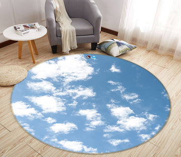 3D Blue Sky White Clouds 72275 Round Non Slip Rug Mat