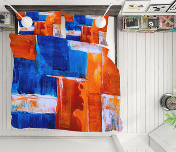 3D Blue Orange 59088 Bed Pillowcases Quilt