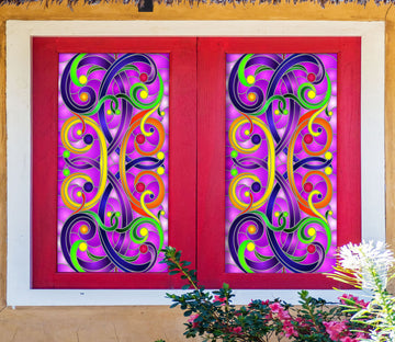 3D Purple Bend 151 Window Film Print Sticker Cling Stained Glass UV Block