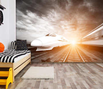 3D Sunset Train 172 Vehicle Wall Murals