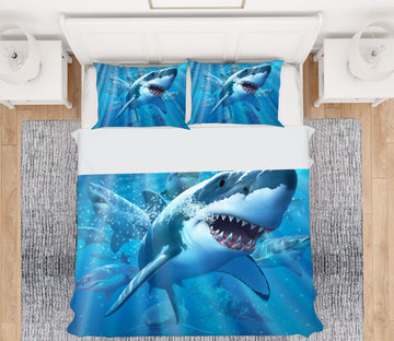 3D Great White Shark 2106 Jerry LoFaro bedding Bed Pillowcases Quilt Quiet Covers AJ Creativity Home 