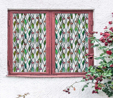 3D Cherry Leaves 166 Window Film Print Sticker Cling Stained Glass UV Block