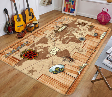 3D Plank Map 65119 Non Slip Rug Mat