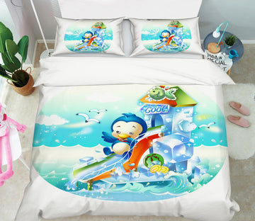 3D Penguin Water Slide 59049 Bed Pillowcases Quilt