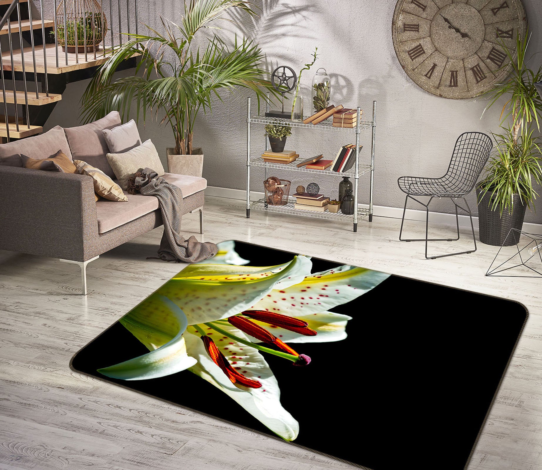 3D Tiger Lily  84083 Kathy Barefield Rug Non Slip Rug Mat