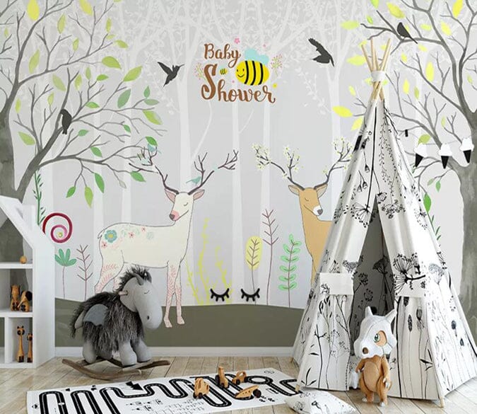 3D Fawn In Leaves 1980 Wall Murals Wallpaper AJ Wallpaper 2 