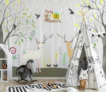 3D Fawn In Leaves 1980 Wall Murals Wallpaper AJ Wallpaper 2 