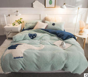 3D Light Green Elephant 40051 Bed Pillowcases Quilt