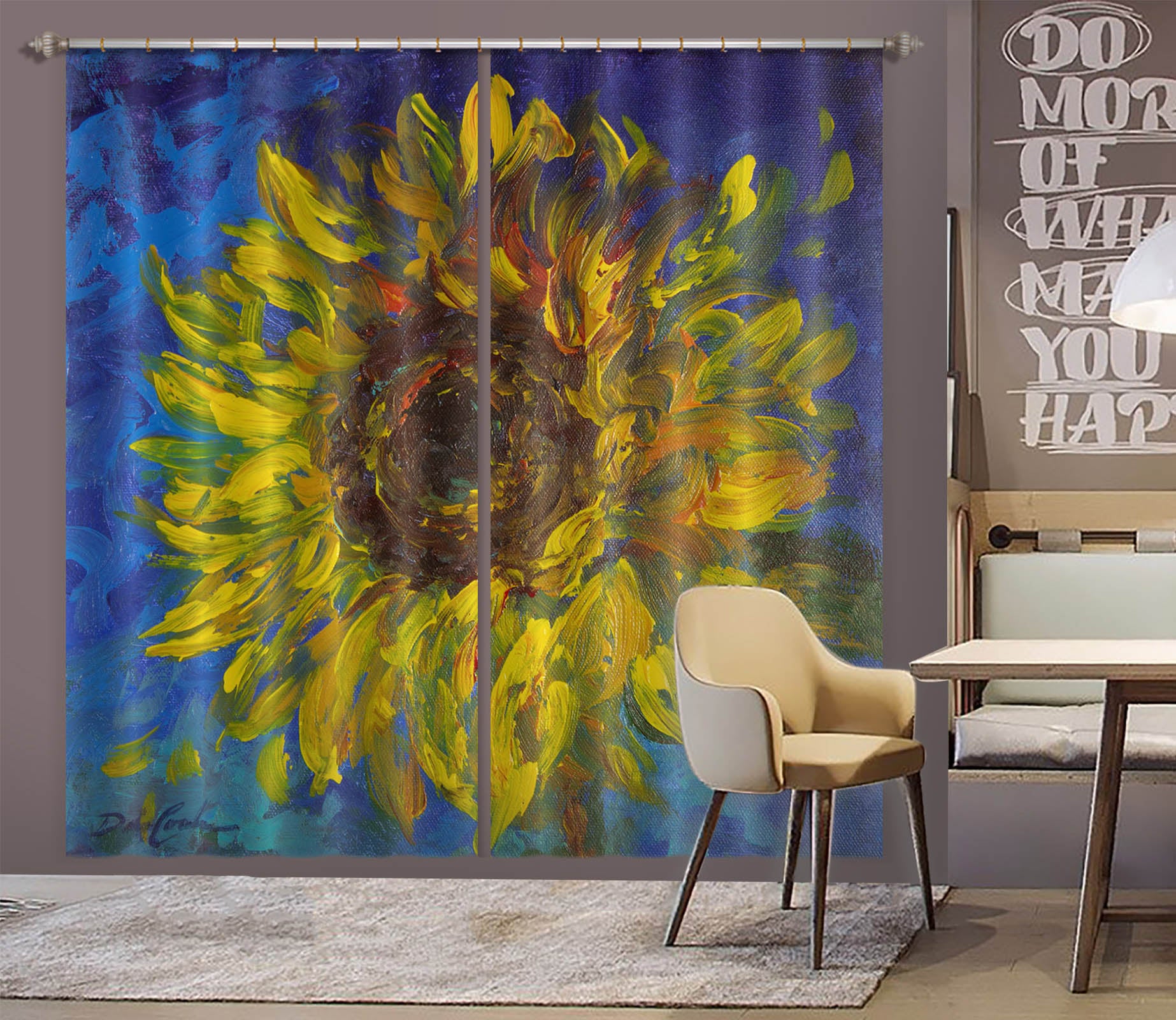 3D Sunflower Painting 2196 Debi Coules Curtain Curtains Drapes